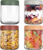 RRP £19.99 Yueyee 4 Pack 16 OZ Overnight Oats Jar,Glass Jars with Lids Storage Containers
