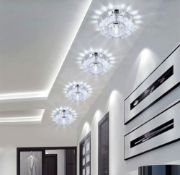 RRP £45 Set of 3 x LED Ceiling Light, Crystal Glass Lamp, Lighting, Wall Light, White