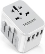 RRP £19.99 TESSAN Plug Adapter Worldwide with 4 USB and 1 AC Socket, International Travel Adapter UK