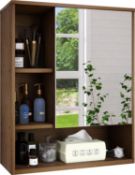 RRP £65.99 SMIBUY Bathroom Mirror Cabinet Wall Mounted, Bamboo Space Saver Medicine Cabinet, Wall