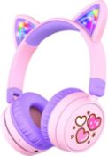 RRP £80 Set of 4 x iClever Kids Bluetooth Headphones, 60H Playtime, LED Light Up Headphones
