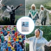 RRP £40 Set of 6 x Lusofie 4Pcs Rain Ponchos for Adults Kids Disposable Raincoats with Hood Cuffed