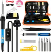 Soldering Iron Kit,60W Soldering-Iron Gun with Adjustable Temp 200-450°C and ON/Off Switch