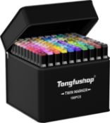 RRP £25.99 Tongfushop 100 Colored Marker Set, Colouring Pens, Permanent Marker Pens, Art Pens for