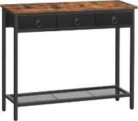 RRP £79.99 HOOBRO Console Table, Hallway Table, Slim Sofa Table with 3 Non-woven Drawers, Metal Mesh