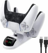 RRP £75 Set of 5 x PS5 Controller Charger Docking Station, Charging Station with Dual Detachable USB