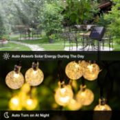Set of 2 x LQWELL Solar Fairy Lights for Outdoor Garden, Solar Chain Light Crystal Balls