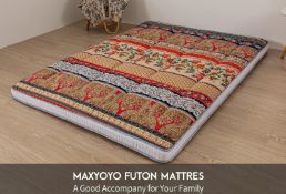 RRP £139 MAXYOYO Bohemian Retro Floor Mattress Vintage Floral Japanese Futon Mattress Thick Roll