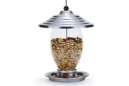 RRP £60 Set of 2 x CHICHILL Bird Feeders, Hanging Bird Feeder for Outside, Metal and Glass Wild Bird