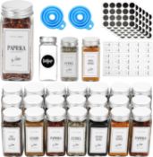 RRP £25.99 Spice Jars with Lids 25 Pcs, 4oz Square Glass Spice Jars with Labels, Shaker Lids