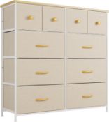 RRP £99.99 Nicehill Dresser for Bedroom with 10 Drawers, Storage Drawer Organizer, Wide Chest of