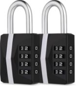 Set of 2 x 2-Pack Combination Padlocks, Locker Locks, 4 Digit Combination Locks