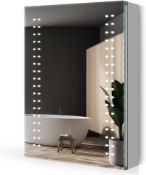 RRP £219 Quavikey® Bathroom Mirror Cabinet with Lights and Shaver Socket Grey LED Medicine Cabinet