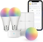 RRP £42.99 Broadlink Smart Home FastCon Starter Kit - Includes 3 Bulbs, 1 Scene Switch and 1 Hub,