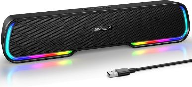 Imdwimd PC Bluetooth Speakers, Gaming RGB Speakers for Desktop, Gaming Soundbar with USB Powered,