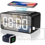 RRP £19.99 Alarm Clock Radio with Bluetooth Speaker, Battery backup and USB port Powered, Wireless