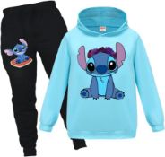 OAIXIUR Kids Tracksuits Blue Cat Printing Hoodie & Joggers 2-piece Clothing Sets Sportswear, 9-10Y
