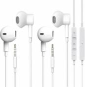 RRP £90 Set of 10 x 2-Pack In-Ear Headphones with 3.5mm Headphones Plug Microphone Volume Control