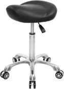 RRP £85 Nazalus Saddle Stool Chair with Back Support, Heavy-Duty(350LBS), Hydraulic Rolling Swivel