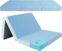 RRP £119 MAXYOYO Folding Mattress, Tri Fold Floor Mattress 10cm Gel Memory Foam with Washable Cover,