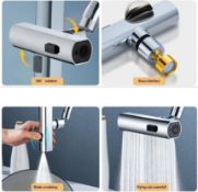 RRP £45 Set of 3 x Waterfall Kitchen Faucet, 3 Modes Kitchen Tap Spray Head, 360° Swivel Waterfall