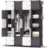 RRP £58.99 HOMIDEC Portable Wardrobe 20 Cube Closet with 3 Clothes Hanging Rails, 14"x18" Deeper