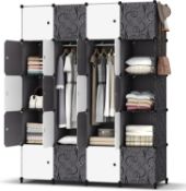 RRP £58.99 HOMIDEC Portable Wardrobe 20 Cube Closet with 3 Clothes Hanging Rails, 14"x18" Deeper