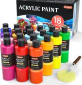 RRP £46.99 Shuttle Art Acrylic Paint, 18 Colours Acrylic Paint Bottle Set (250ml/8.45oz), Rich