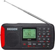 Set of 2 x DEGEN CY-1 Wind Up Radio Cranked Solar FM AM SW Emergency Weather Radio With Flashlight