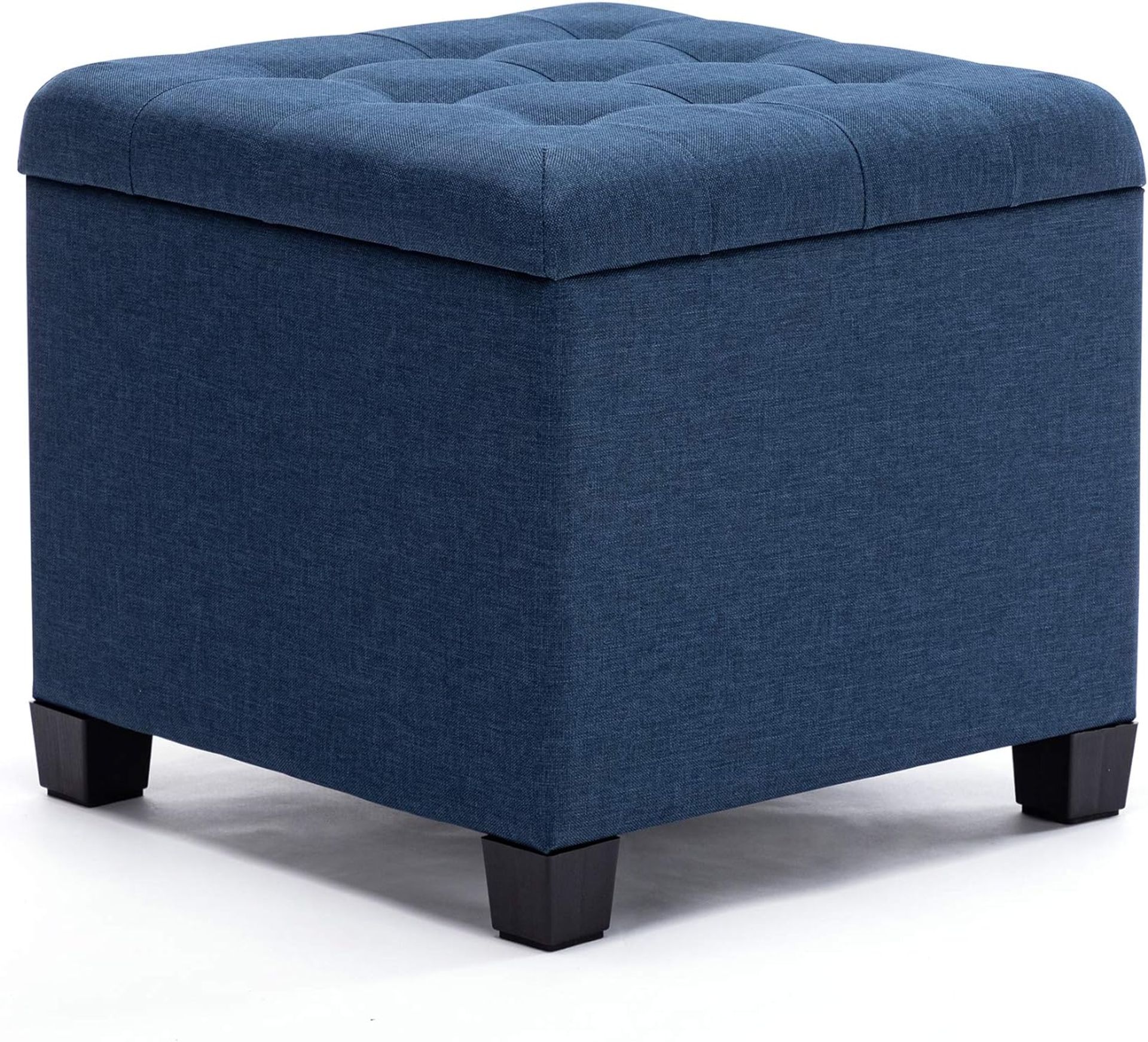 RRP £59.99 HNNHOME Pouffe Footstool Ottoman Storage Box, 45cm Cube Strong Wooden Frame Linen Foot