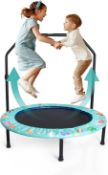 RRP £59 Kids Trampoline with Foldable Bungee Rebounder Adjustable Handrail and Safety Padded Cover