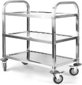 RRP £85.99 uyoyous 3 Tier Stainless Steel Serving Trolley Stainless Steel Catering Trolley Wheels