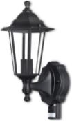 RRP £32.99 EXTRASTAR Outdoor 6 Sided Black Wall Lantern Security Light with PIR Motion Sensor IP44