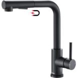 RRP £54.99 Tohlar Black Kitchen Tap Mixer with Pull Out Sprayer,360°Swivel Mixer Taps with