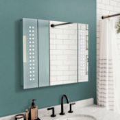 RRP £179 TMEE LED Illuminated Bathroom Mirror Cabinet 65W x 60H x13Dcm Anti-fog Function Shaver
