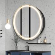 RRP £189 Janboe 26inch Round Mirror Cabinet with Lights,Led Mirror Cabinet with Defogger,Illuminated