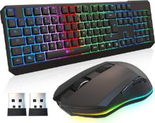 RRP £49.99 KLIM Blaze & Chroma Wireless Bundle -Wireless Gaming Keyboard and Mouse Combo -