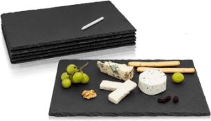RRP £29.99 Amazy Slate Plates (Set of 6) natural slate placemats with soft padded feet for your