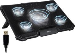 RRP £24.99 KLIM Cyclone Laptop Cooling Pad - 5 Fans Cooler - No More Overheating - Increases PC