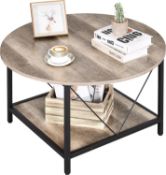 RRP £79.99 YITAHOME Round Coffee Table with Storage Shelf, 2-Tier Industrial Sofa End Side Table,