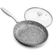 MICHELANGELO 20CM Frying Pan with Lid, Non Stick Granite Stone Frying Pan, Stone-Derived Coating
