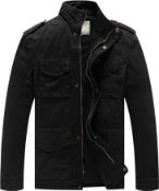 RRP £47.99 WenVen Men's Casual Jacket Classic Warm Jackets Cotton Leisure Jacket Military Stand