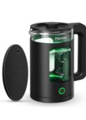 RRP £180, Set of 6 x Haooair Electric Kettle, 1.5 Liter Fast Boil Quiet Glass Kettle with Green LED,