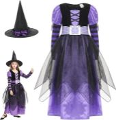 RRP £230, Set of 14 x GEMVIE Girls Witch Costumes Fancy Dress Party Witch Princess Dress with