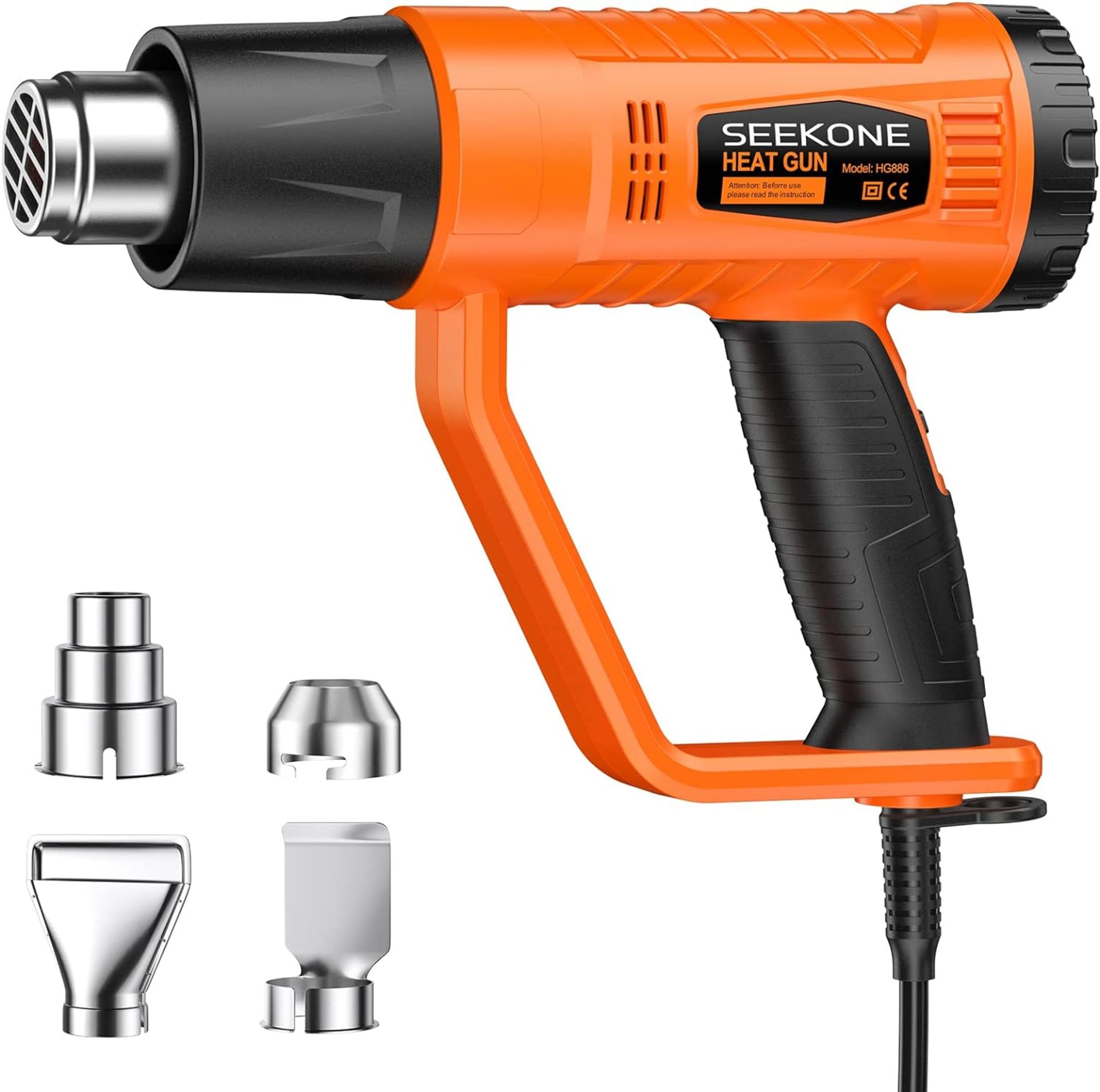 Heat Gun, SEEKONE 2000W Professional Heavy Duty Hot Air Gun Kit 400? & 600? Dual-Temperature