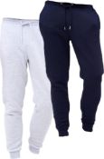 RRP £19.99 Keanu 2 Pack Regular Fit Mens Joggers - Super Soft Jogging Bottoms with Brushed Fleece