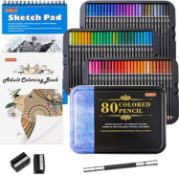 RRP £22.99 Shuttle Art 80 Colours Professional Colouring Pencils, Soft Core Coloured Pencil Set