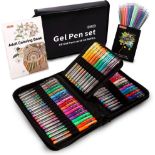 RRP £26.99 Shuttle Art Gel Pens, 120 Pack Gel Pen Set 60 Coloured Gel Pen with 60 Refills for