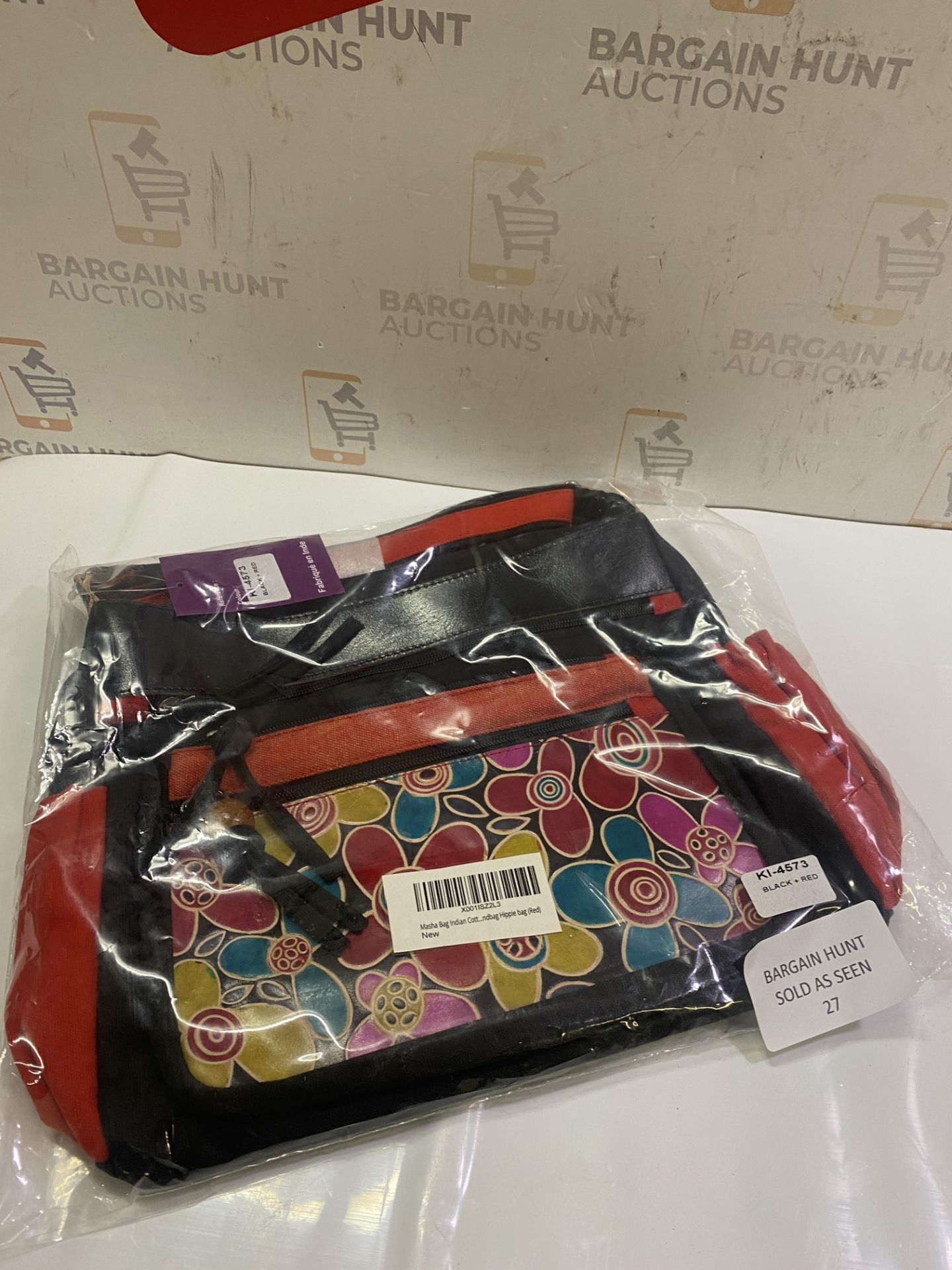 RRP £48.99 Masha Bag Indian Cotton and leather shoulder bag For Women Ethnic Boho Handbag Hippie - Image 2 of 2