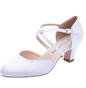 RRP £46.99 Elegantpark HC1921 Wedding Shoes for Bride Low Heel Women Bridal Shoes Closed Toe Cross